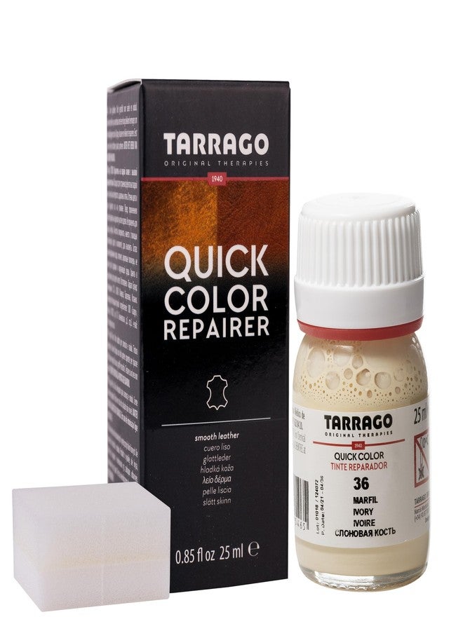 Tarrago Quick Color Dye Leather and Canvas Repair - 25 ml Leather Shoe Dye for Dyeing of Leather Footwear, Bags, Shoes, Jackets, Purses & More - Ivory #36 - Image 1